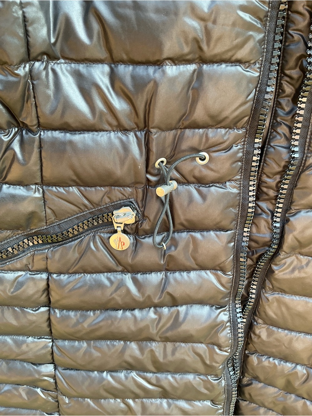 Moncler Black Long Hooded Down Puffer Coat Size 2 Logo Patch Luxury Winter - Picture 3 of 9